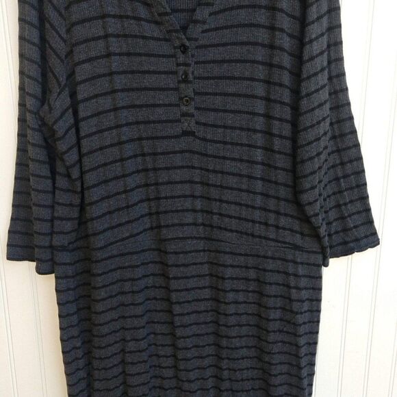 Torrid Striped Henley Ribbed Knit Dress Plus Size 3X Gray Black Soft Knit Womens - Picture 4 of 9